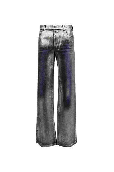 High Waist Wide Leg Standard Gray Women's Denim Trousers 77CBB5P1