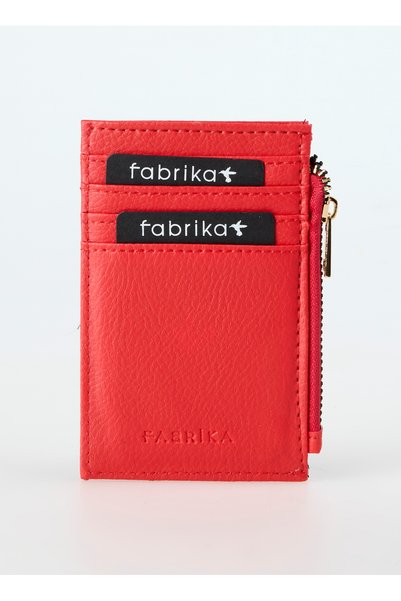 Red Women's Leather Card Holder Frk 522 Flt Leather Red
