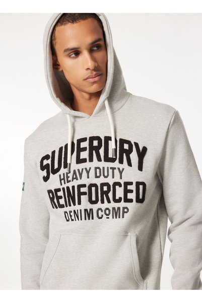 Hooded Collar Beige Men's Sweatshirt M2013697A1Wy_Embroider Script Graph