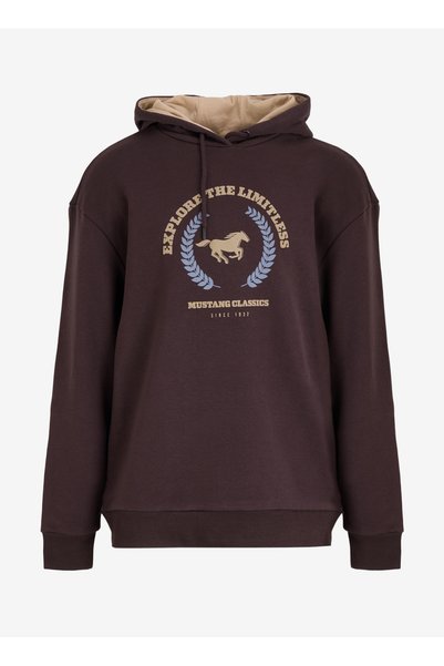 Hooded Collar Brown Men's Sweatshirt M4Wm-Swt-1515