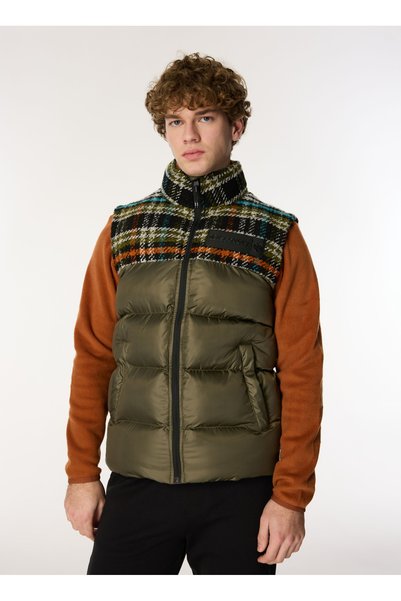 Khaki Men's Puffer Vest D4Wm-Ylk3347