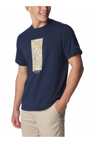 Navy Blue Men's O Neck Regular Fit Printed T-Shirt 1931171472_Ao0806