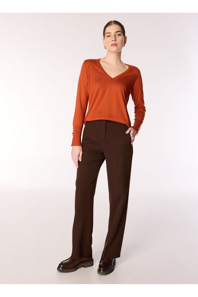 Brown Women's Classic Fit Straight Trousers Spbfwl-Pnt5562