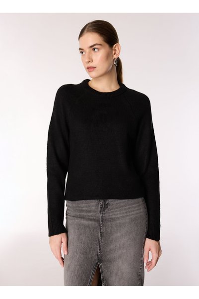 Black Women's Crew Neck Basic Sweater Pbf4Wl-Kzk5010