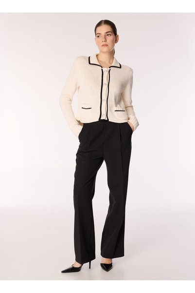 Black Women's Classic Fit Straight Pants Spbfwl-Pnt5558