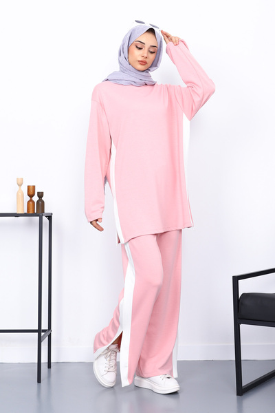 Powder Color Block Modal Tunic Trouser Set