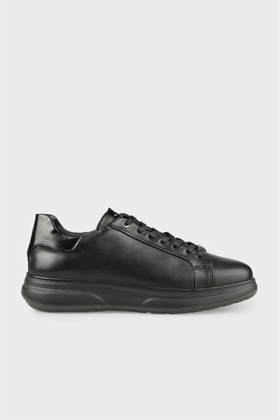 Black Leather Men's Casual Shoes