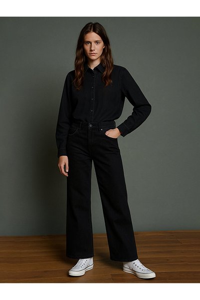 Vıonne H Wide Leg High Waist Jean Trousers