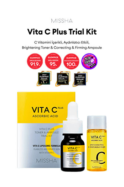 Сет за нега на кожа со витамин Ц против дамки во пробна големина Vita C Plus Trial Kit (тонер и ампула)