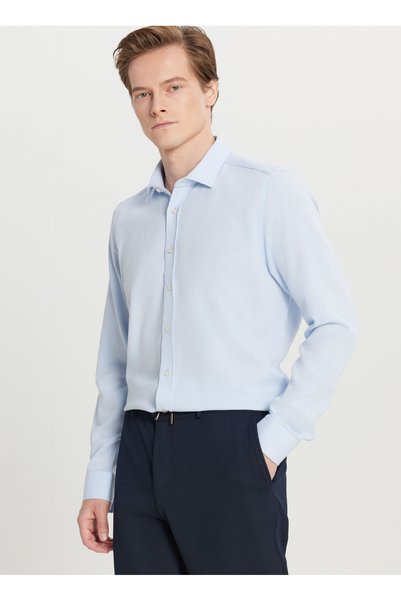 Tailored Fit Classic Collar Light Blue Men's Shirt Ace020261603_Amv