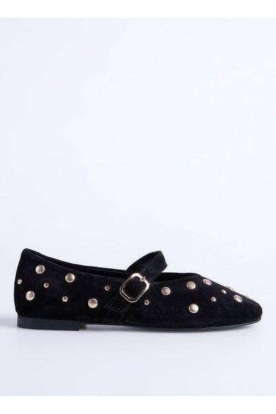 Leather Black Women's Ballerinas Pary-Danton