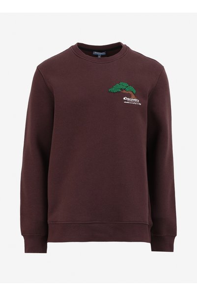 Brown Men's Cycling Relaxed Fit Embroidered Sweatshirt D4Wm-Swt3276