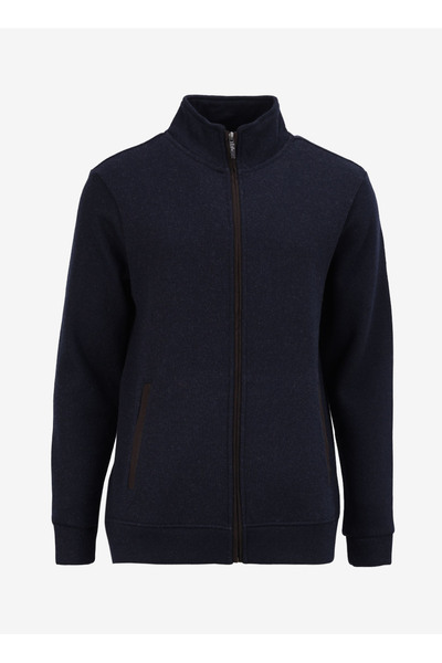 Navy Blue Men's Wool Blended Sweatshirt Fc4Wm-Swt 2115