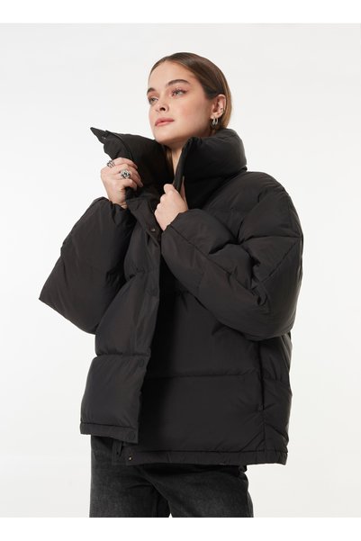 Jeans Black Women's Puffer Coat Relaxed Puffer