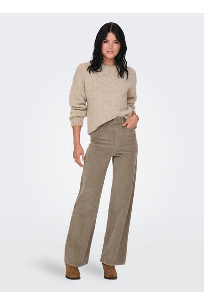 Women's High Waist Coffee Pants - Comfortable Ex Hw Wide Cord Pnt