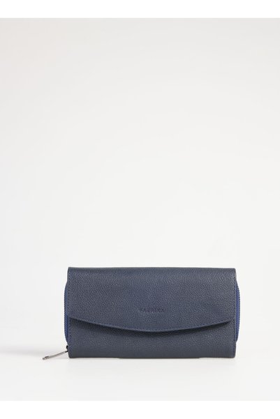 Navy Blue Men's 18.5X10X3 cm Leather Wallet Frkbyn 520 Flt
