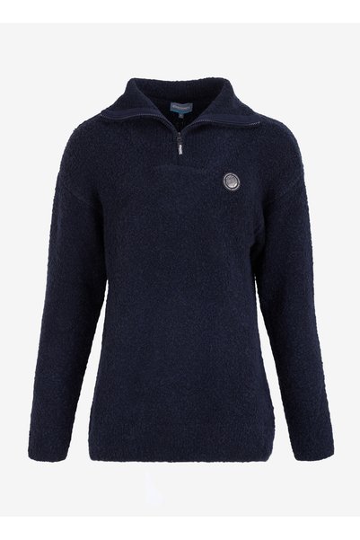 Navy Blue Men's Zippered Collar Standard Fit Sweater D4Wm-Kzk3451