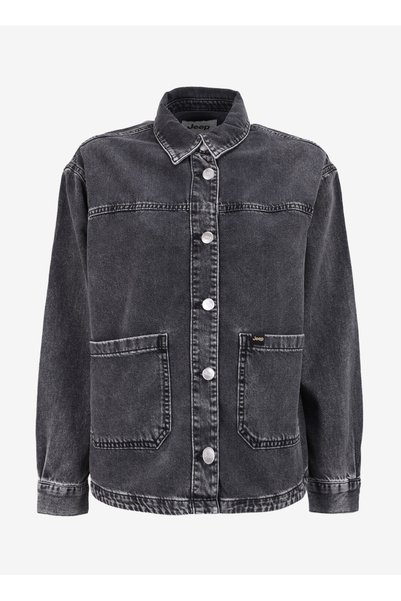 Black Women's Relaxed Washed Denim Shirt J4Wl-Gml7001