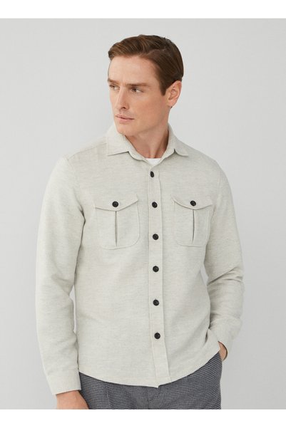 Gray Men's Slim Fit Shirt Jacket Hm309759