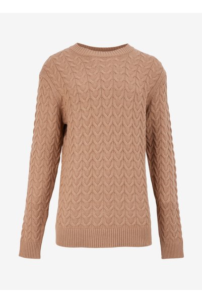 Camel Hair Men's Crew Neck Jacquard Wool Blend Sweater Fc4Wm-Kzk 2601