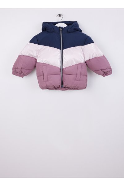 Dusty Rose Women's Zippered Collar Regular Fit Diagonal Puffer Coat 13231156
