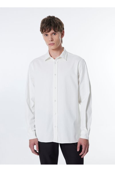 Regular Off-White Plain Men's Shirt M4Wm- Gml- 1480