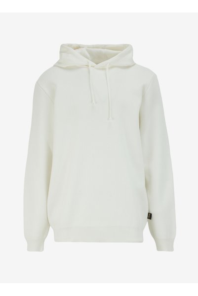 Hooded Collar Relaxed Plain Ecru Men's Sweater J4Wm-Kzk7318