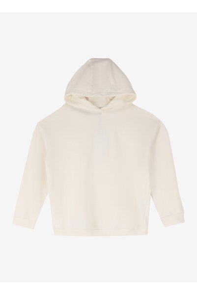Lemon Hooded Collar Plain Ecru Women's Sweatshirt Ml4Wl-Swt9010