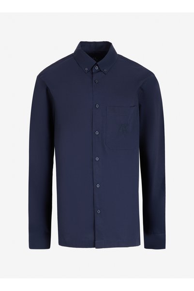 Regular Fit Navy Blue Plain Men's Shirt 6Dzc21 Zn2Vz 1510