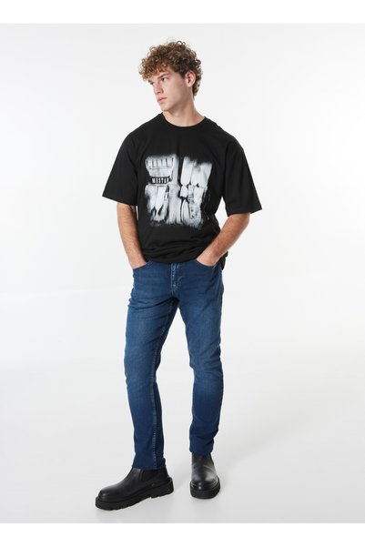 Regular Waist Slim Fit Blue Men's Denim Trousers Vegas Slim - 1310