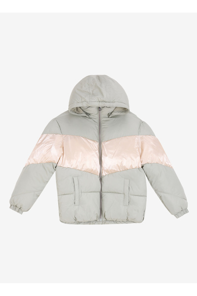 Green Women's Zippered Collar Regular Fit Diagonal Puffer Coat 13231169