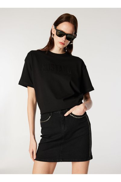 Black Denim Skirt M4Wl-Etk-1245