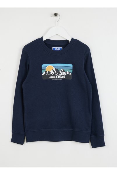 Printed Boy's Navy Blue Sweatshirt 12267135