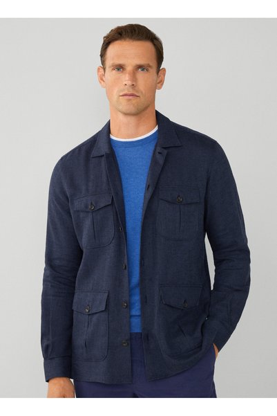 Темносина машка slim fit кошула-јакна HM309834