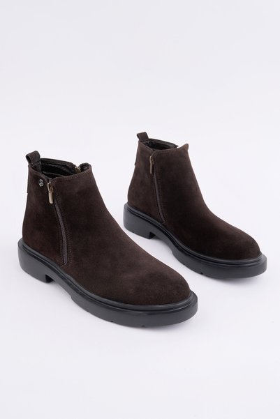 Astra Genuine Leather Double Zipper Men's Casual Winter Boots