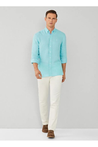 Slim Fit Shirt Collar Green Men's Shirt Hm309839