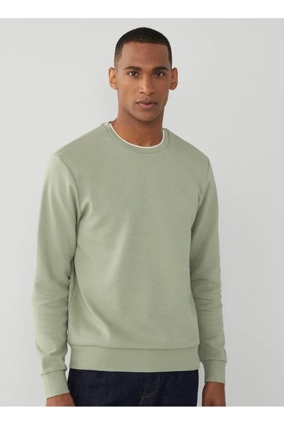 Crew Neck Khaki Men's Sweatshirt Hm581165