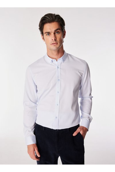 Light Blue Basic Men's Non-Iron Shirt F4Wm-Gml 2851