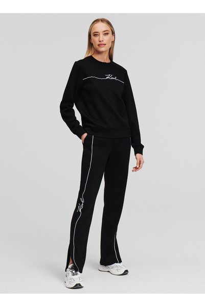 Round Neck Printed Black Women's Sweatshirt 245W1806