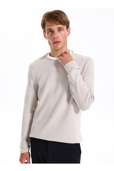 Crew Neck Basic Plain Stone Men's Sweater J4Wm-Kzk4300