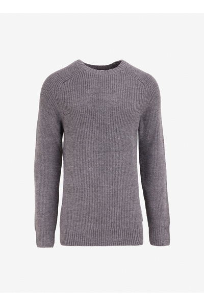 Crew Neck Regular Knit Patterned Anthracite Men's Sweater M4Wm-Kzk-1619