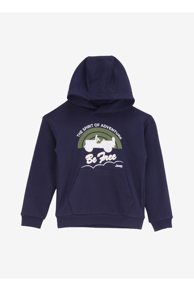 Printed Boy's Navy Blue Sweatshirt J4Wb-Swt7777