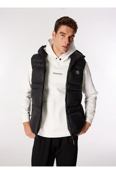 Black Men's Puffer Vest D4Wm-Ylk3323
