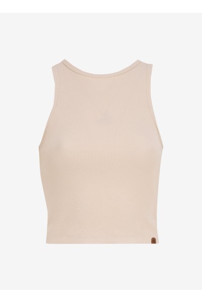 Crew Neck Plain Beige Women's Undershirt J5Sl-Tst7067