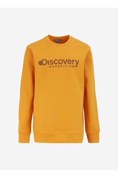 Mustard Men's Crew Neck Relaxed Fit Printed Sweatshirt D4WM-SWT3225