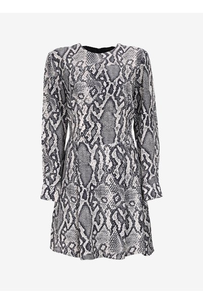 Crew Neck Patterned Multicolor Mini Women's Dress F4Wl-Elb0325