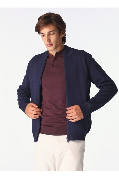 Navy Blue Men's Cardigan F4Wm-Hrk 2784