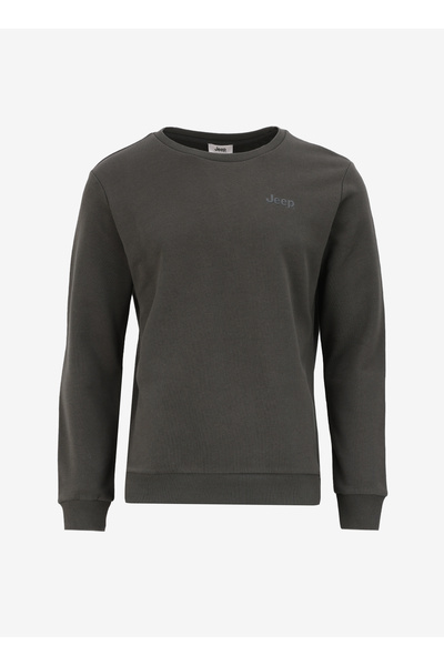 Khaki Colored Women's Sweatshirt - Crew Neck, Printed J4Wl-Swt7135