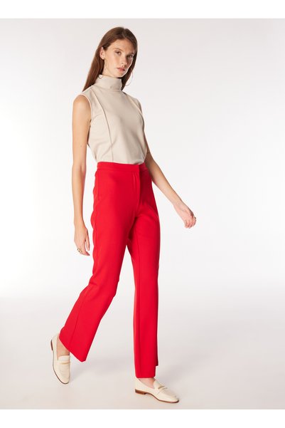 Normal Waist Basic Red Women's Trousers F4Wl-Pnt0255