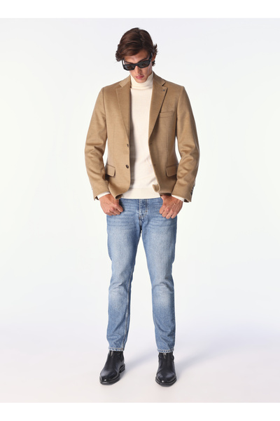 Regular Fit Camel Hair Men's Plain Jacket Fc4Wm-Ckt 2409